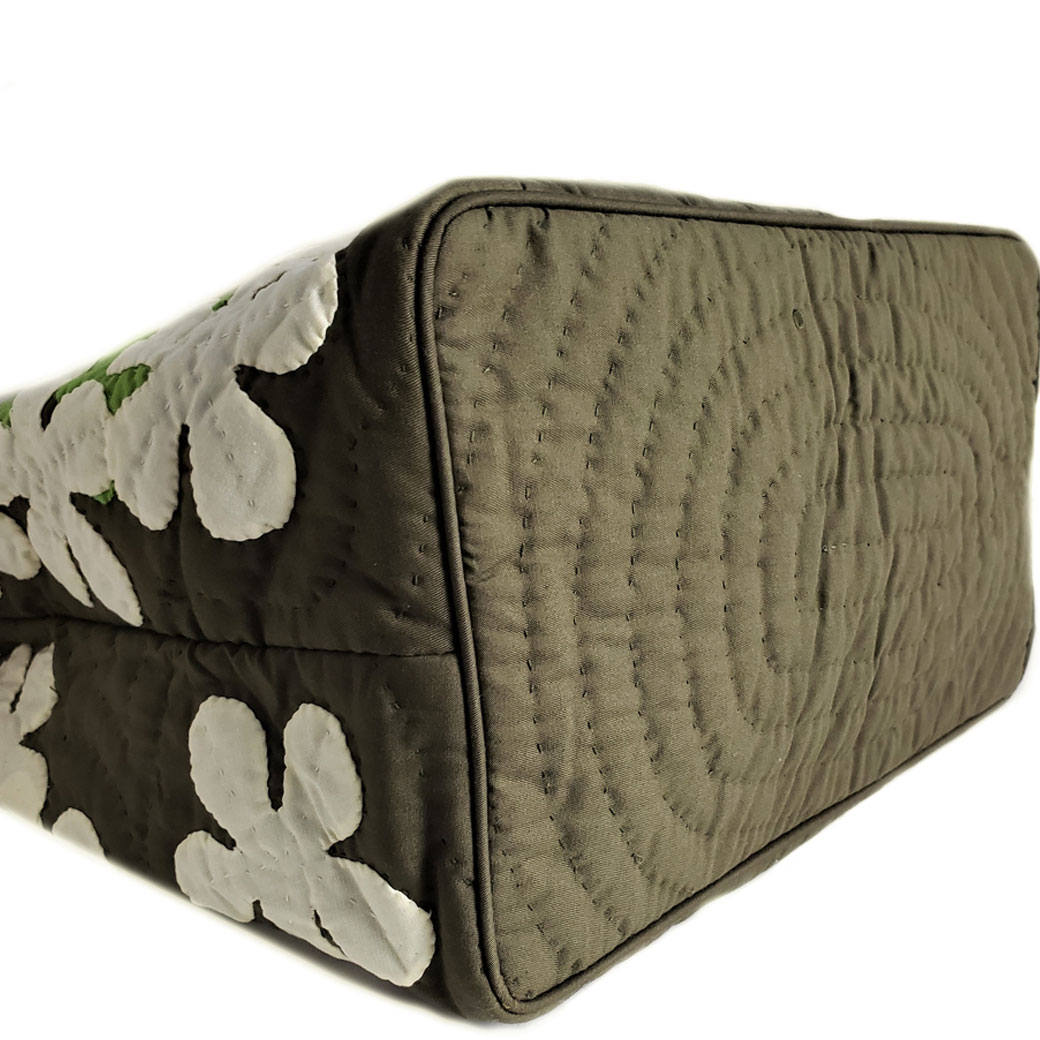 ハワイアンキルト ハンドバッグ モンステラ×プルメリア グリーン