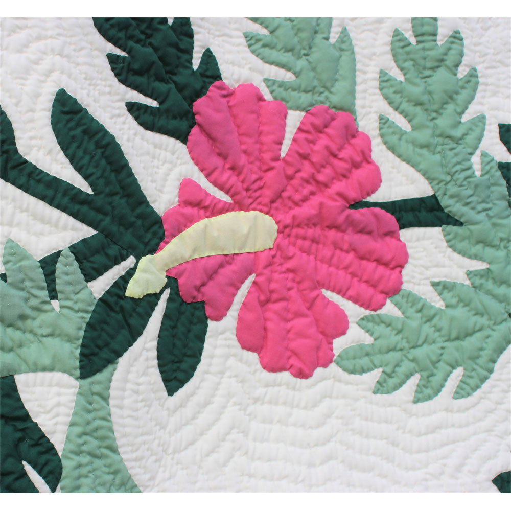 ハワイアンキルト タペストリー ハイビスカスマルチカラー 203cm×203cm