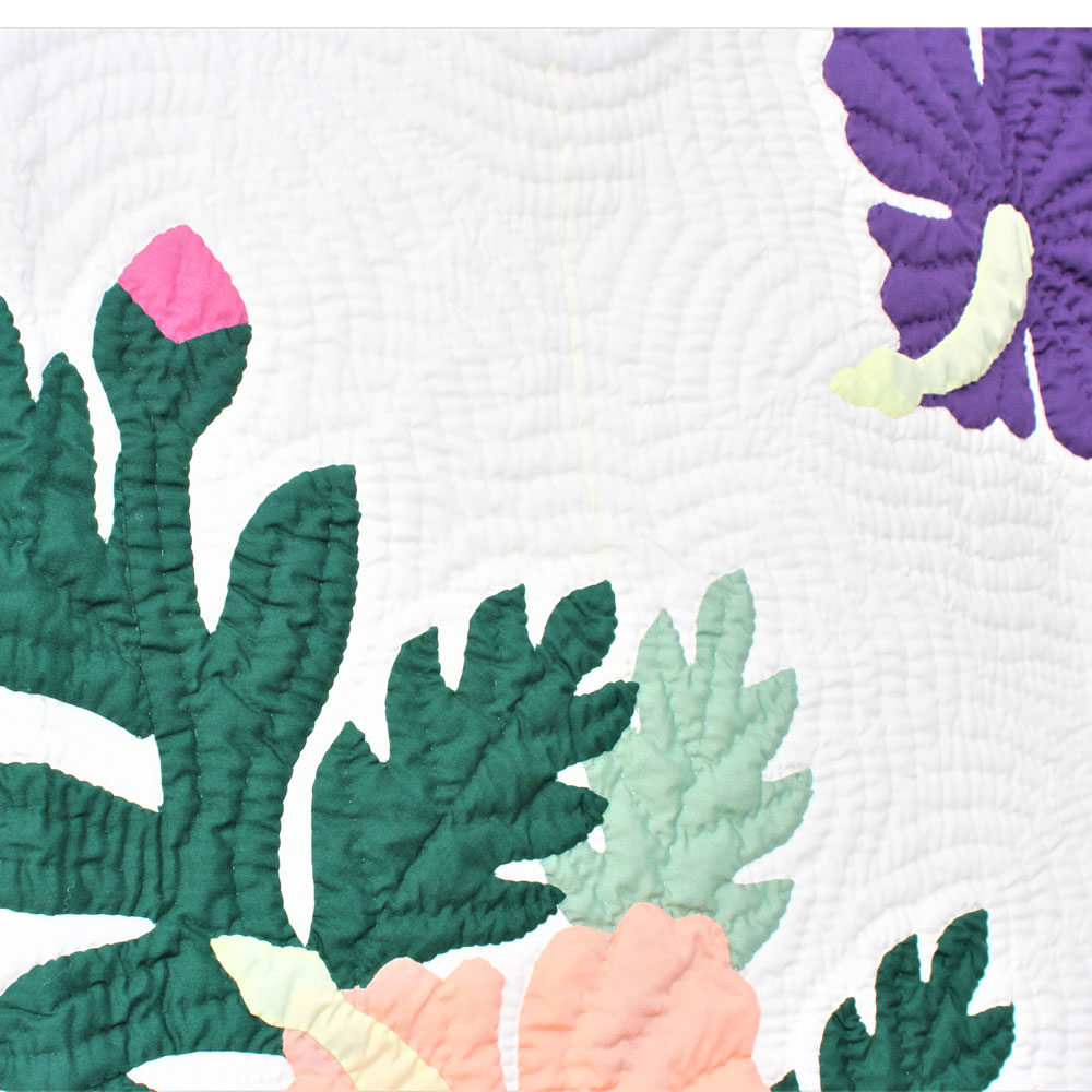 ハワイアンキルト タペストリー ハイビスカスマルチカラー 203cm×203cm