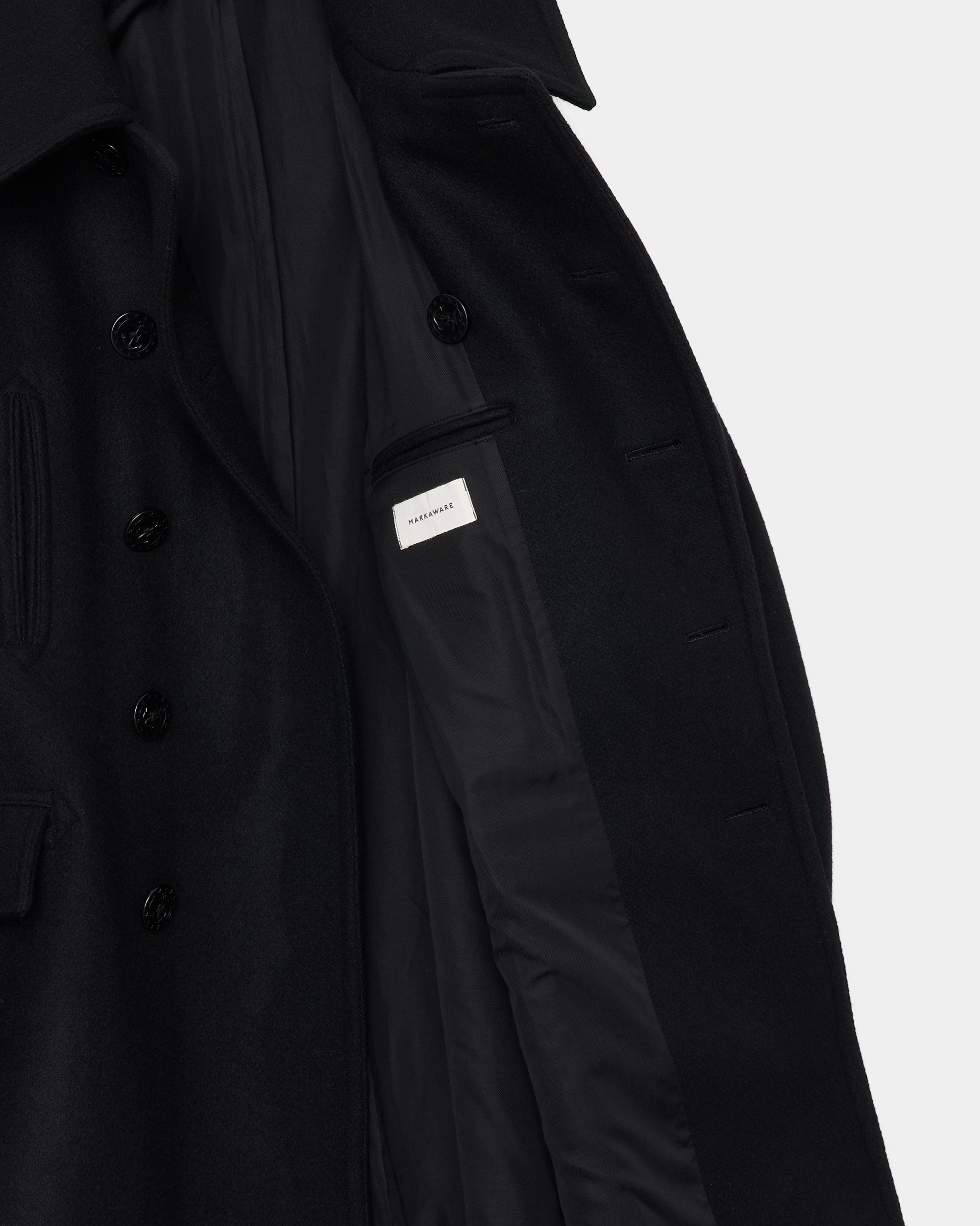 ヴィンテージメルトン / 10ボタンピーコート, Black – MARKAWARE