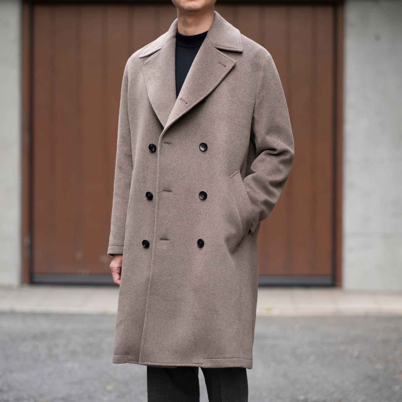 Finjack（フィンジャック）カシミヤダブルチェスターコート グレージュ