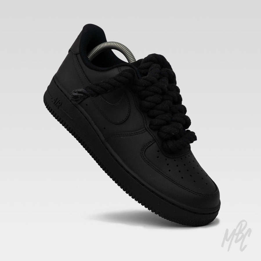 Thicc Laces Design - Custom Nike Matte Black Air Force 1 Trainers