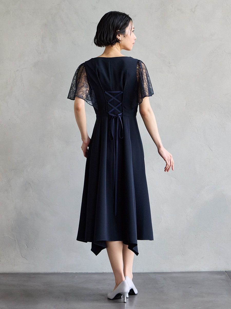 イレギュラーヘム・ミモレ丈ドレス｜パーティードレスの通販AIMER