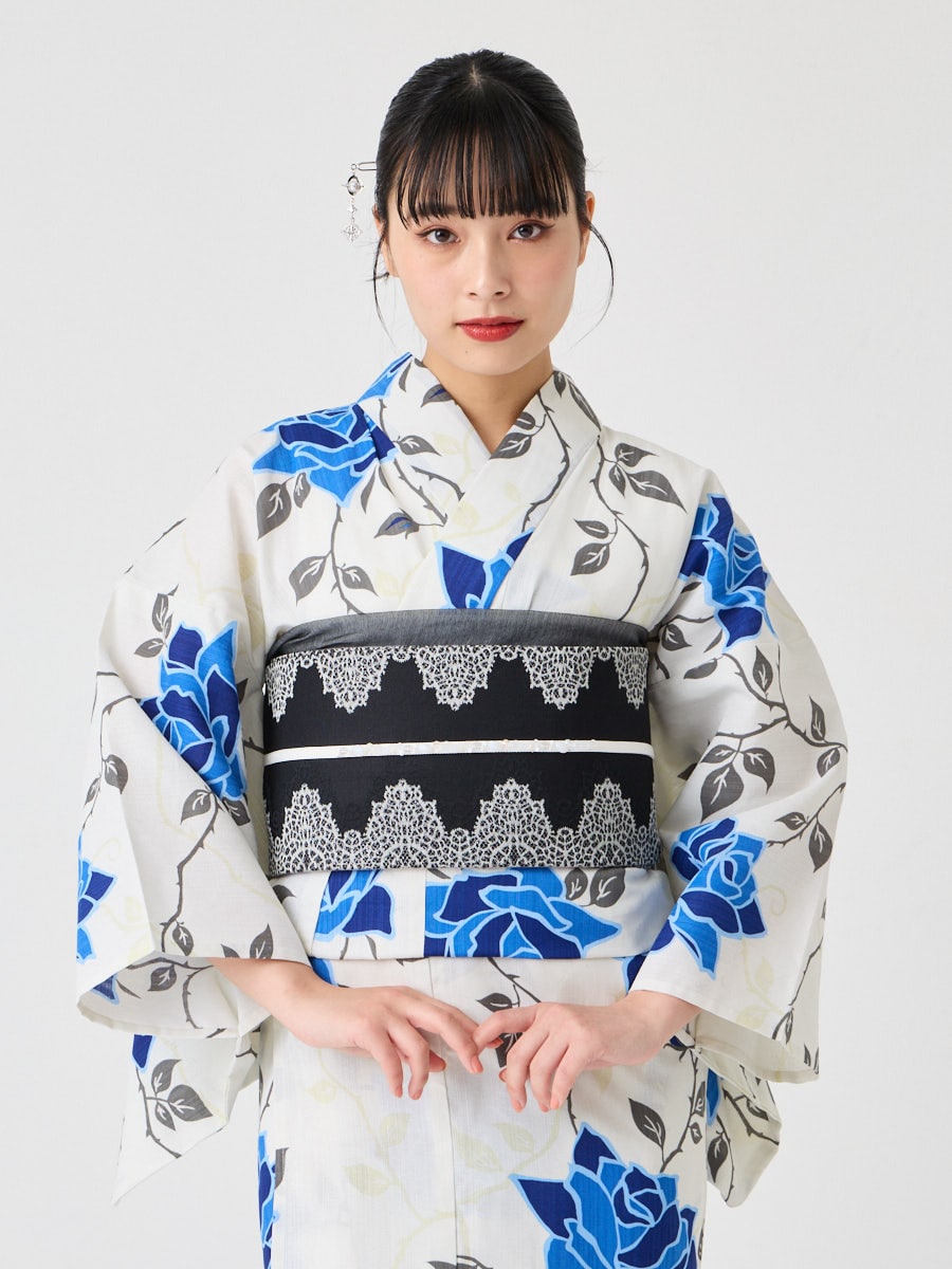 浴衣単品「 NaturalFurifu 青薔薇 」(FREE ブルー): ふりふ ｜ミマツ