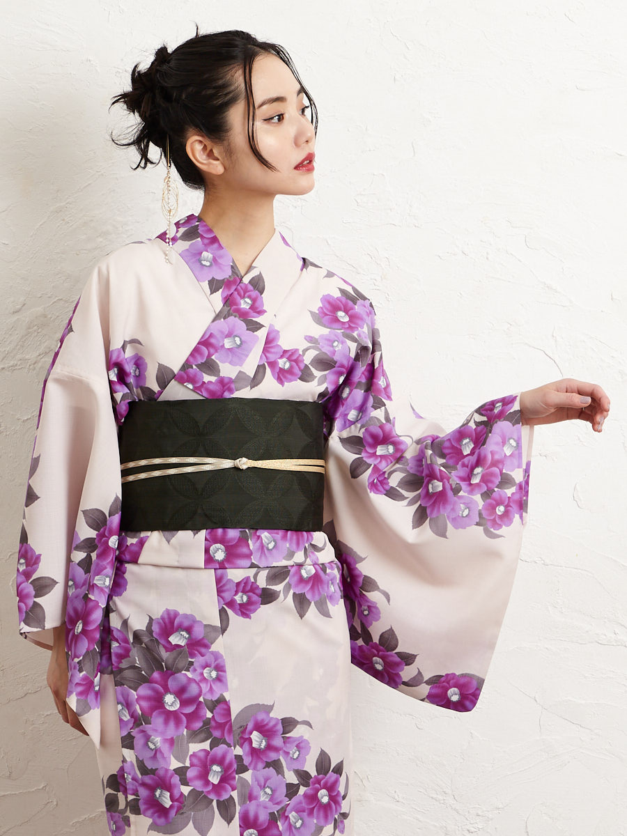 浴衣単品「 ガーデンカメリア 」(FREE ブラック): ふりふ ｜ミマツ