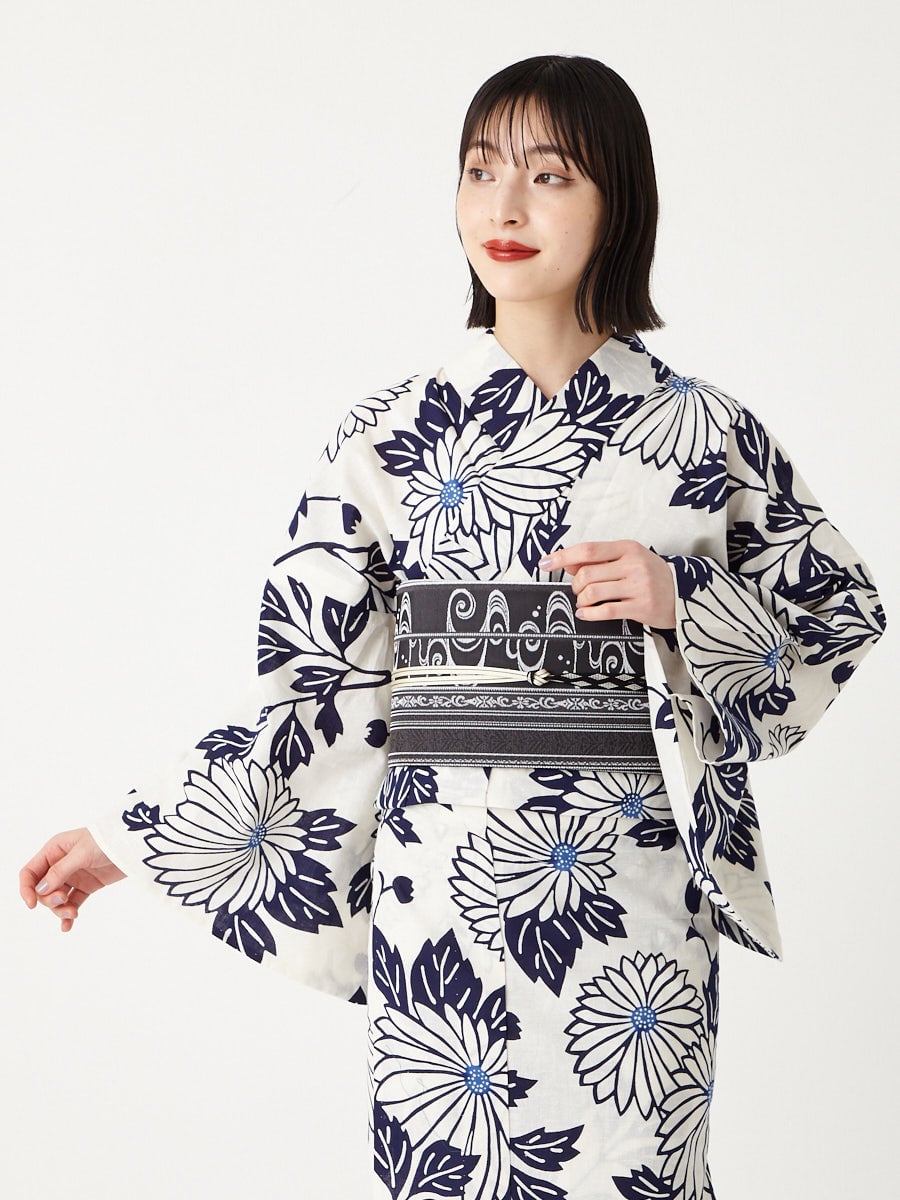 浴衣単品「 注染 菊 」(FREE ホワイト): ふりふ ｜ミマツグループ