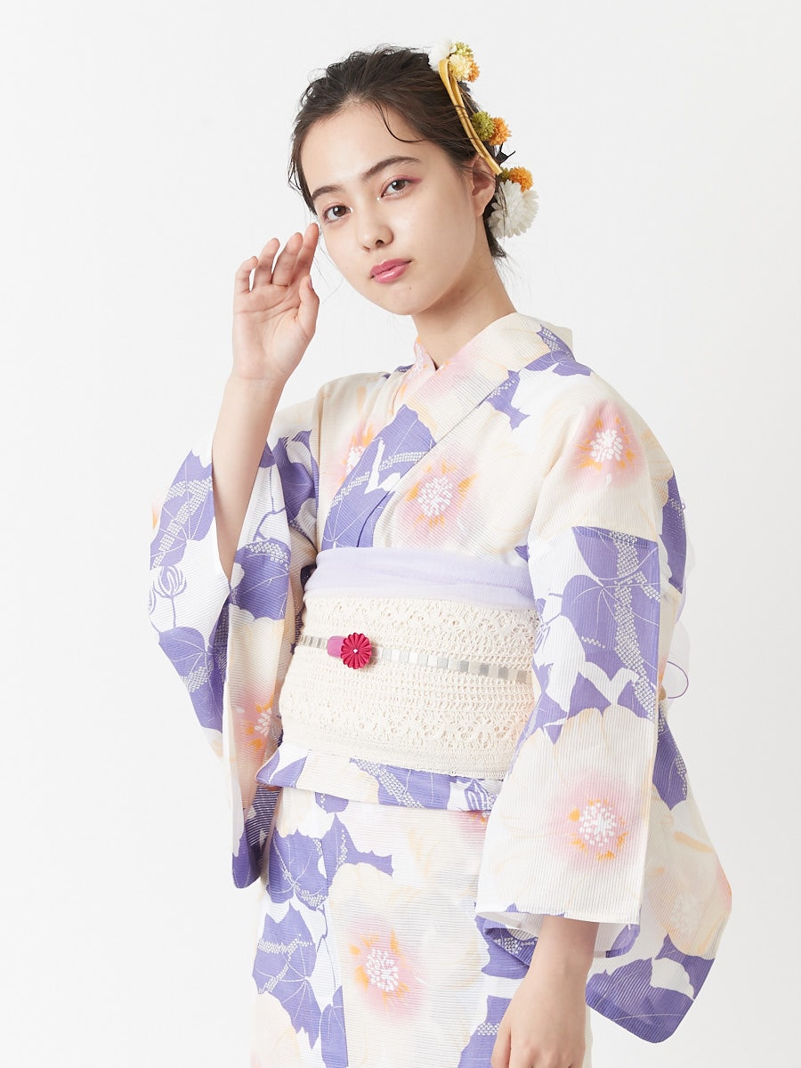 残りわずか】浴衣単品「夏芙蓉」(FREE ラベンダー): ふりふ ｜ミマツ