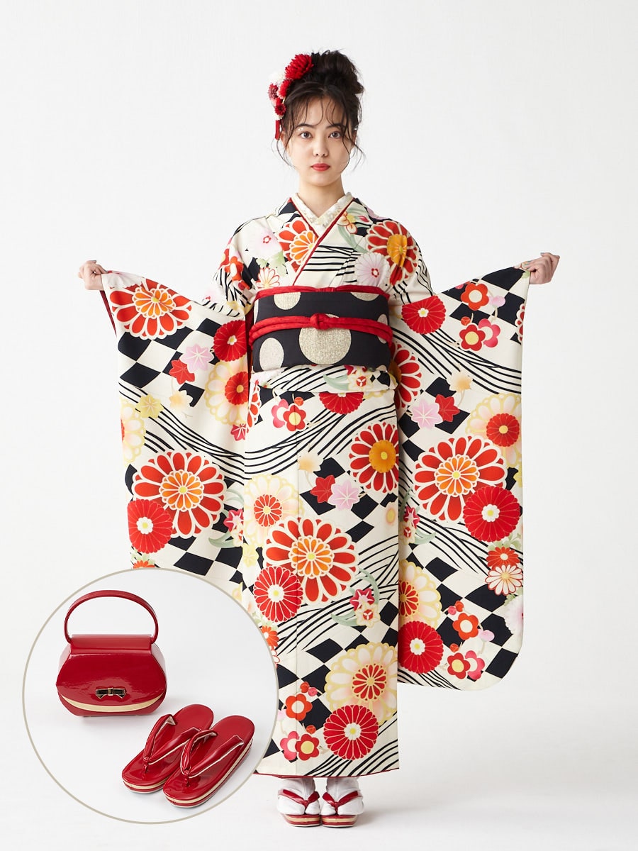 レンタル振袖【F1703】 フラッグ菊(FREE レッド): ふりふ ｜ミマツ