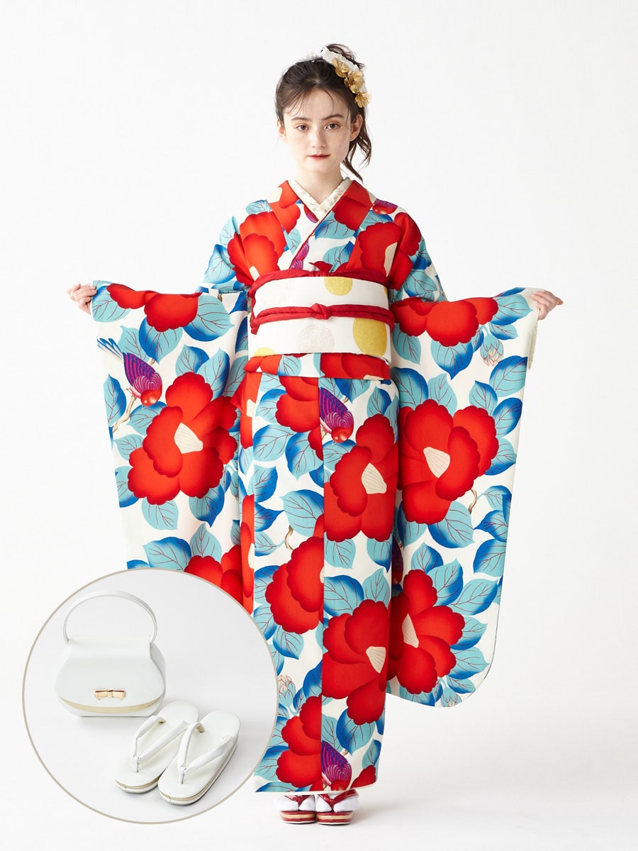 レンタル振袖【F3701】 椿鳥(FREE レッド): ふりふ ｜ミマツグループ