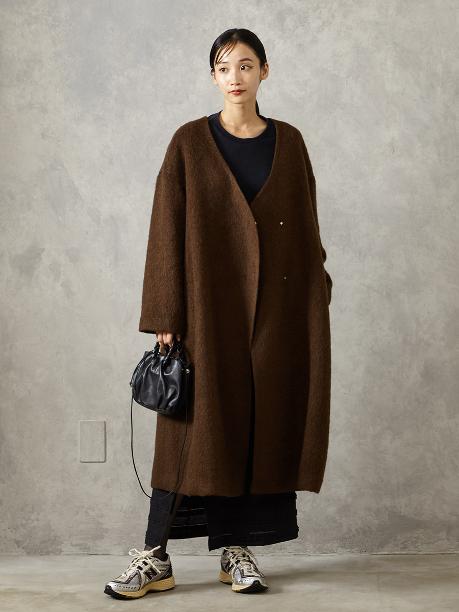 モヘアカットシャギーテントラインコート(M ライトグレー): AIMER