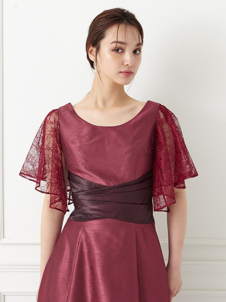 シャンタンロングドレス専用レース付け袖(M ワイン): AIMER | エメ