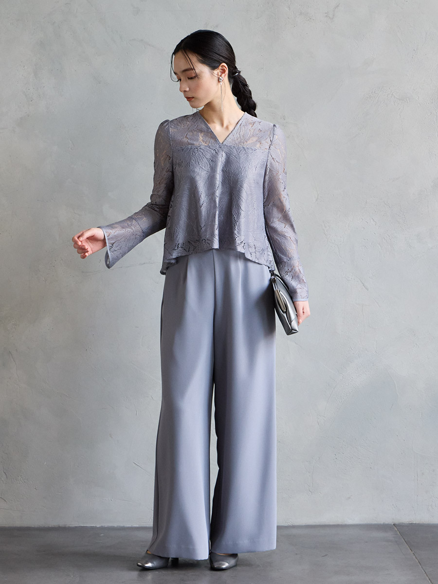 試着キャンペーン対象】【WEB限定】レースブラウス×パンツセットアップ