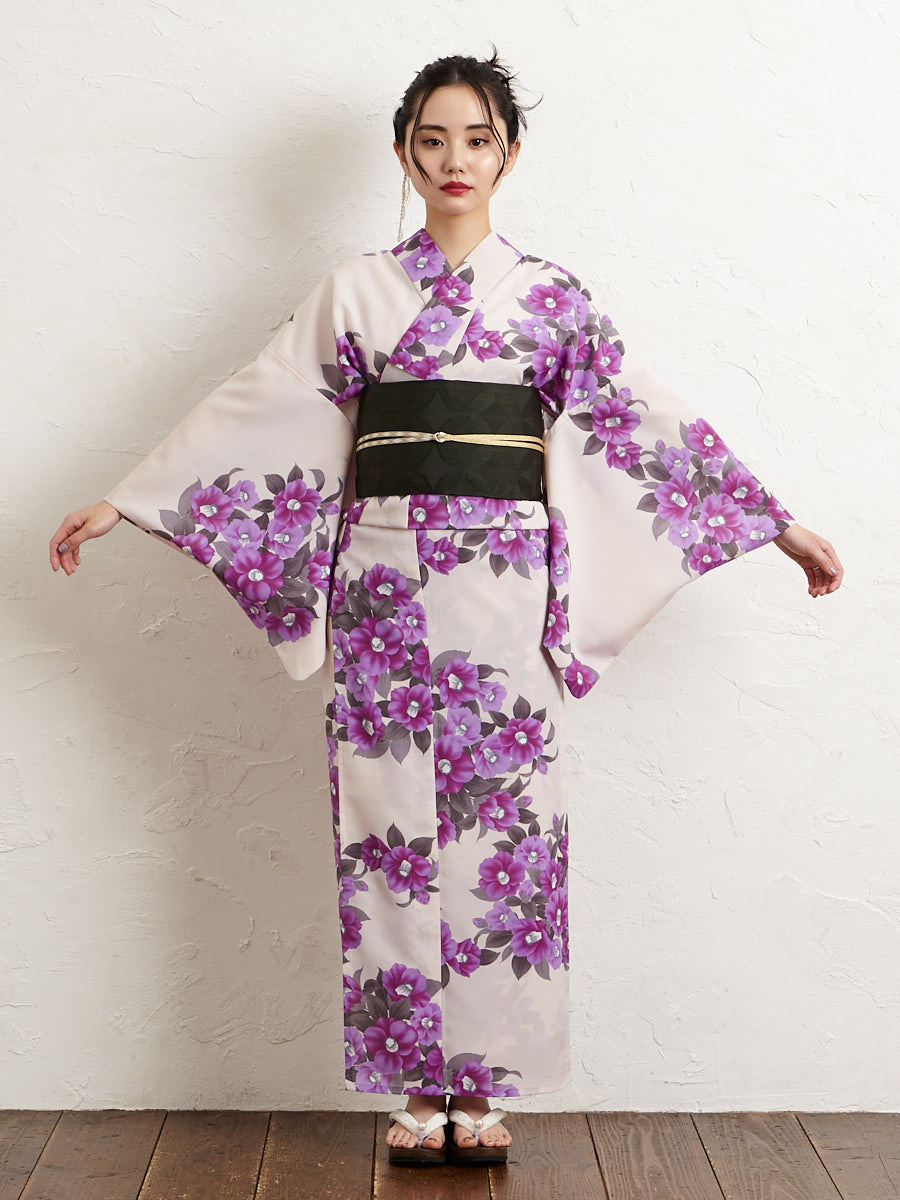 浴衣単品「 ガーデンカメリア 」(FREE ブラック): ふりふ ｜ミマツ