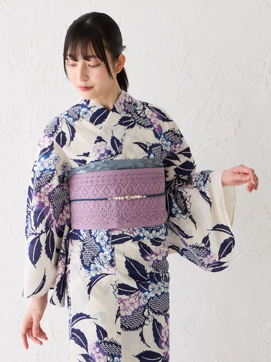 浴衣単品「 注染 額紫陽花 」(FREE ホワイト): ふりふ ｜ミマツ