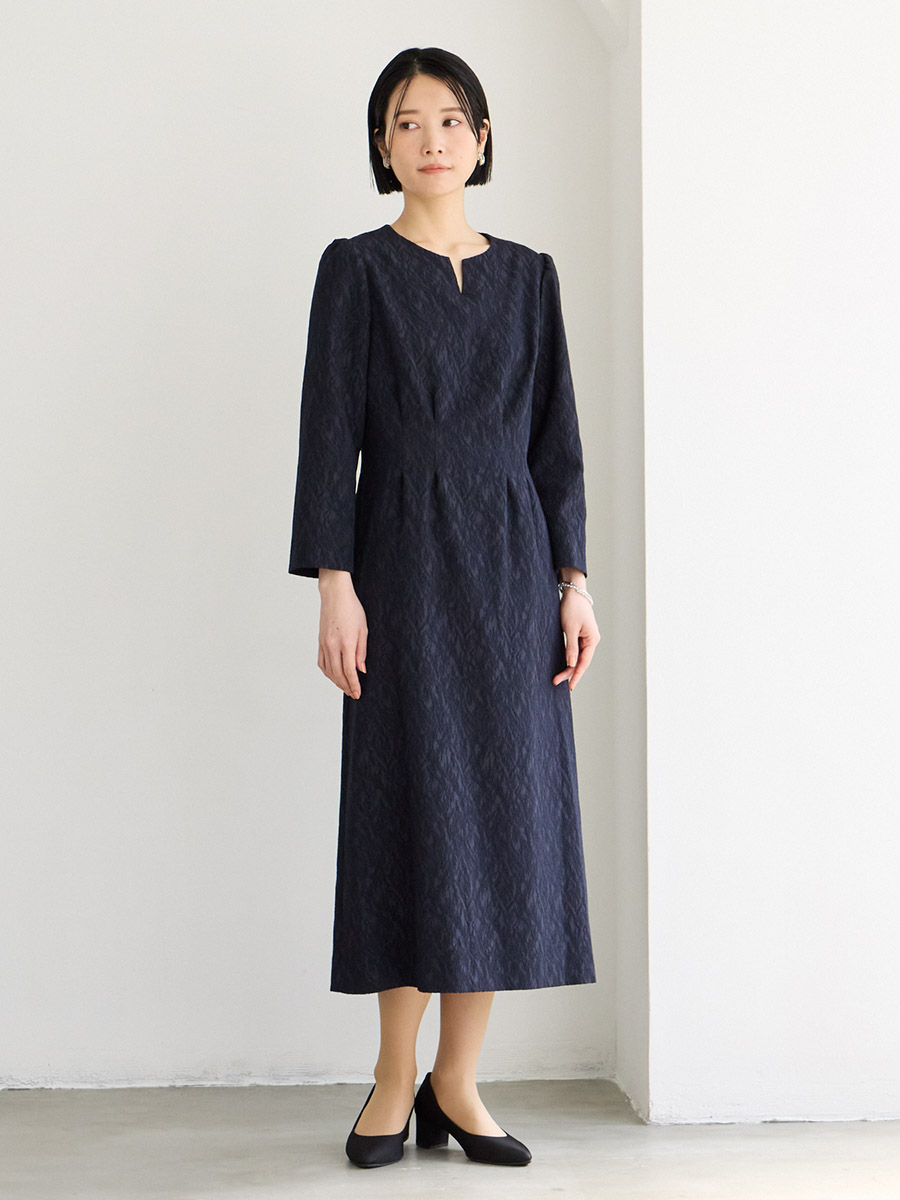 コードジャカードキーネックワンピース(M ネイビー): AIMER | エメ
