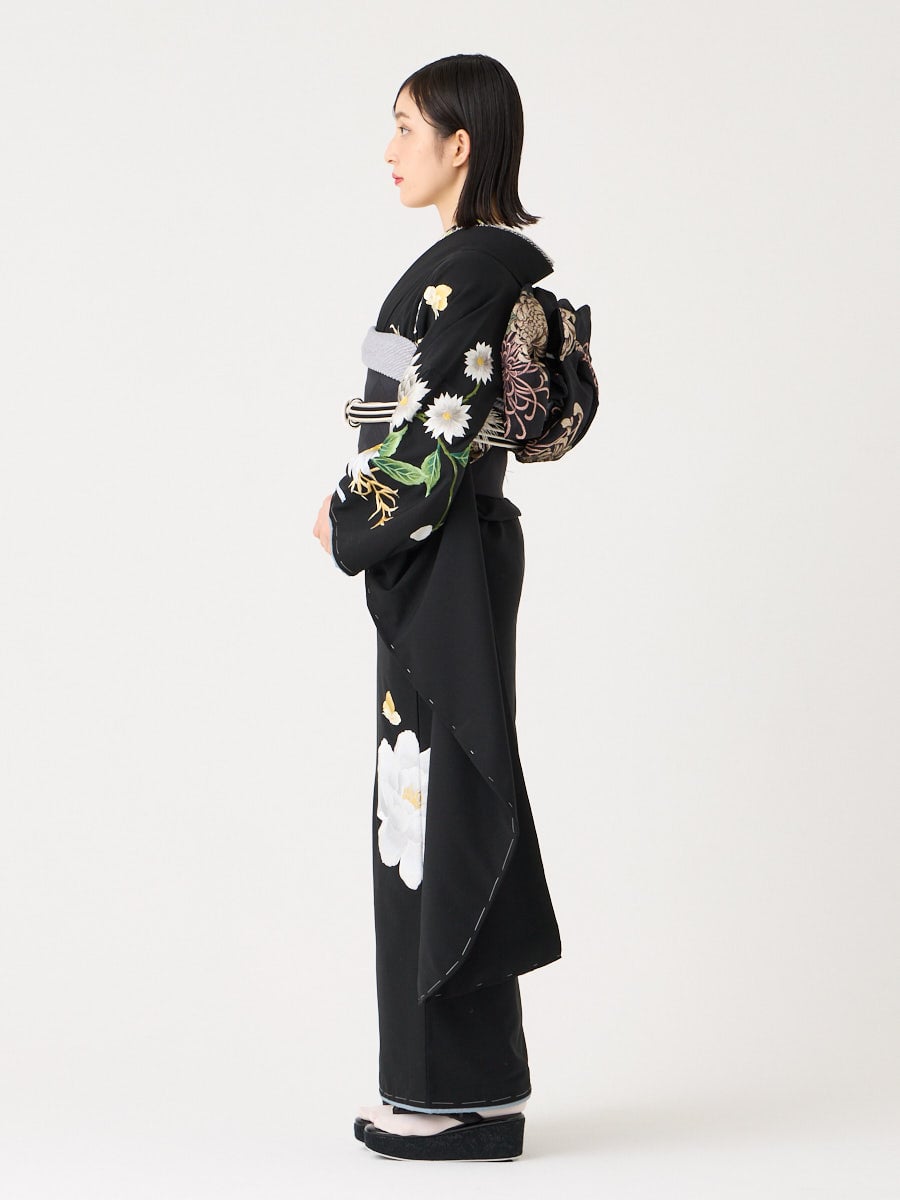 ラスト1点】振袖単品「 鳥蝶牡丹 」(FREE ブラック): ふりふ ｜ミマツ