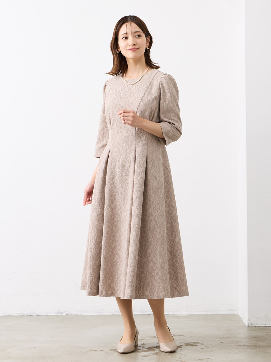 コードジャカードフレアワンピース(M ベージュ): AIMER | エメ