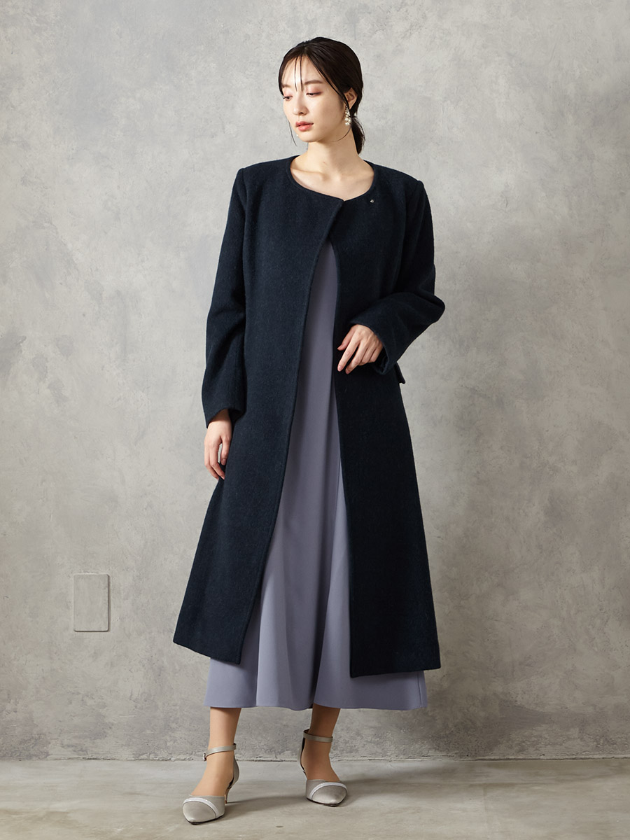 アルパカシャギーフィット＆フレアコート(L ライトグレー): AIMER