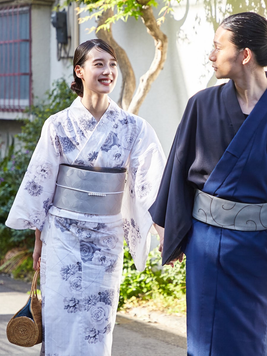 浴衣単品「 フラワーブーケ 」(FREE ホワイト): ふりふ ｜ミマツ