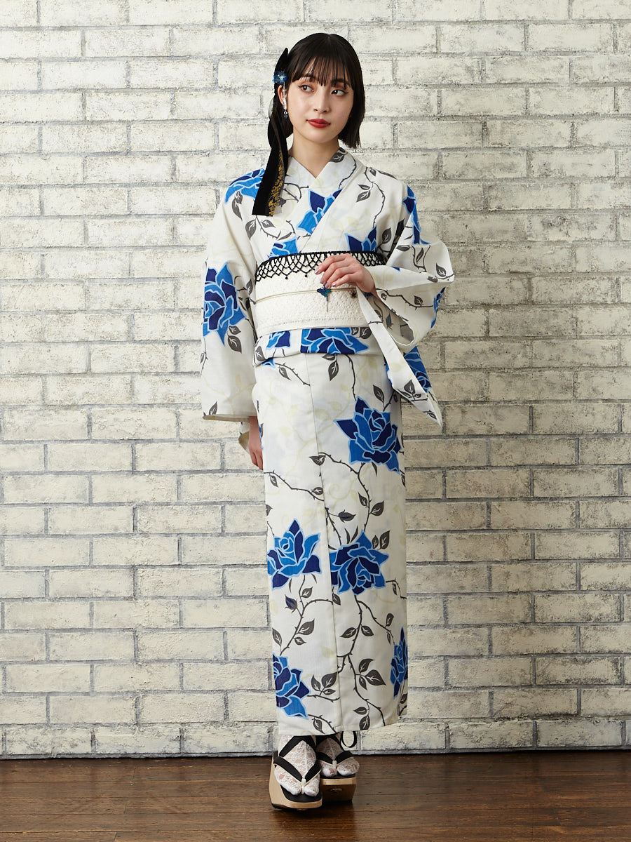 浴衣単品「 NaturalFurifu 青薔薇 」(FREE ブルー): ふりふ ｜ミマツ