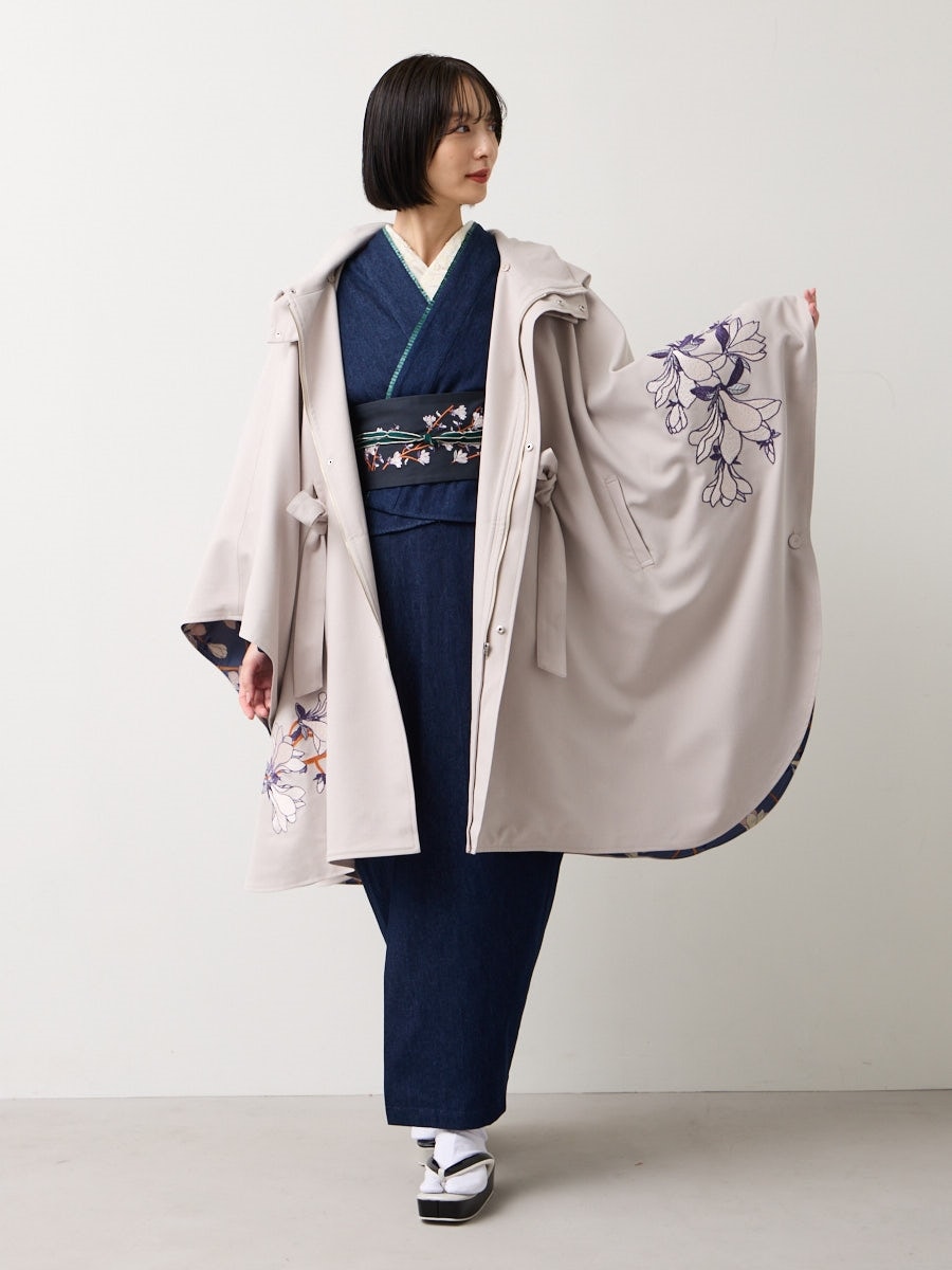 残りわずか】籠木蓮刺繍冬ケープ(FREE グレージュ): ふりふ ｜ミマツ