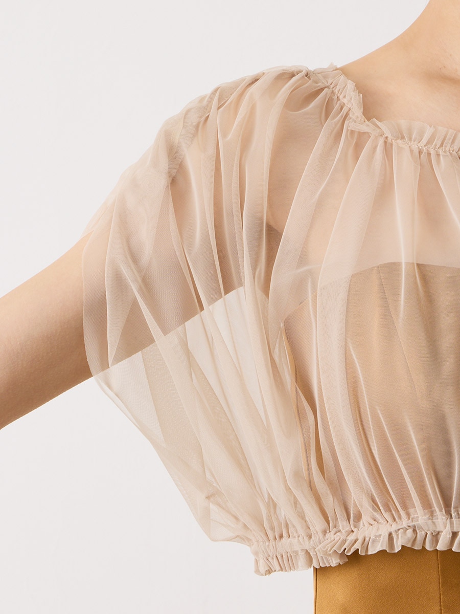 残りわずか】ブラウス付きソフトマーメイドアンクルドレス(M キャメル