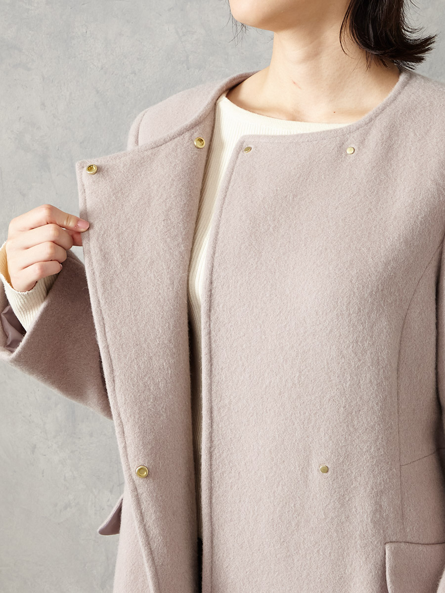 アルパカシャギーフィット＆フレアコート(L ライトグレー): AIMER