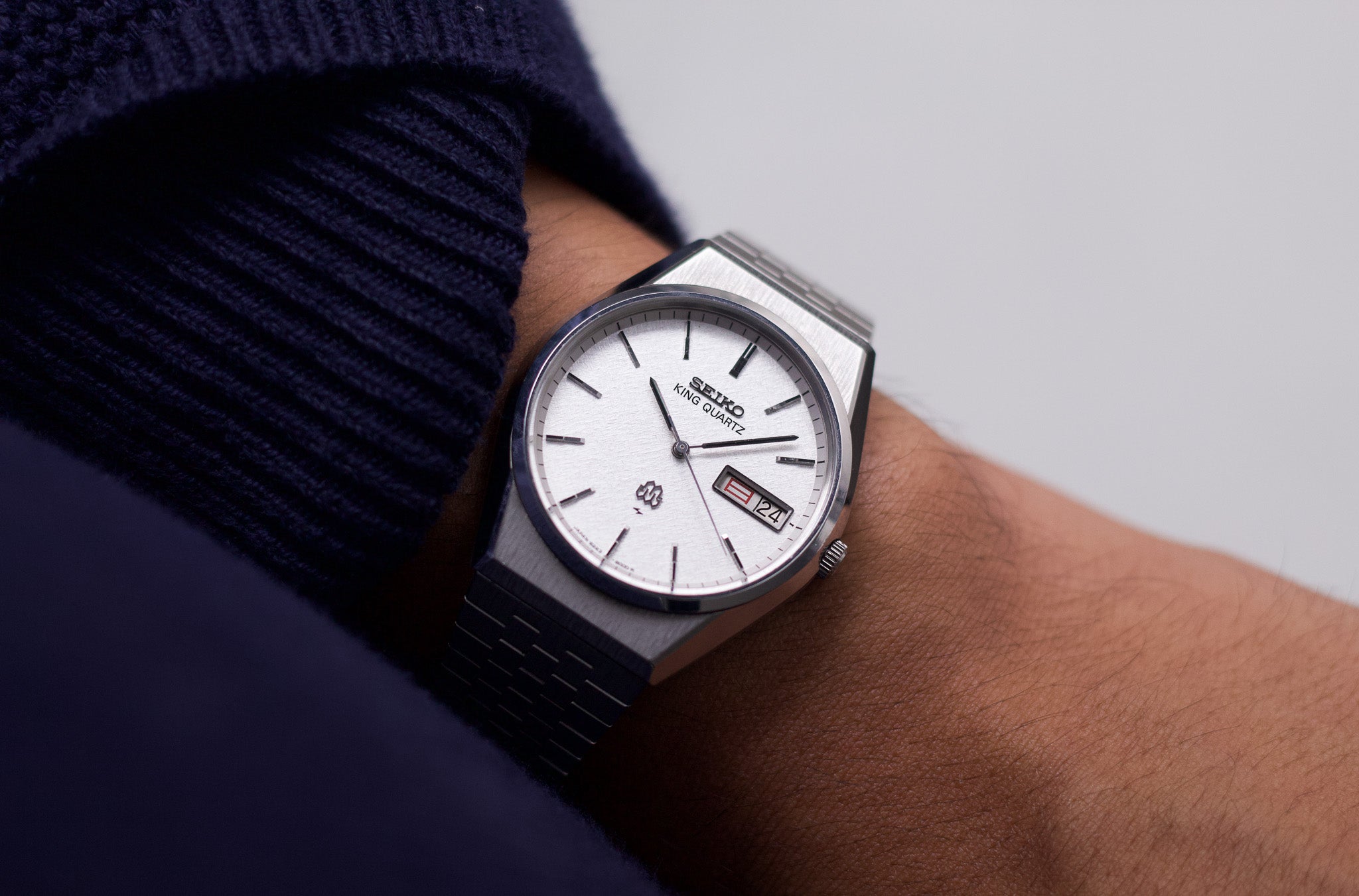 Serviced] 1981 Seiko King Twin Quartz Snowy Tapestry Dial Men's