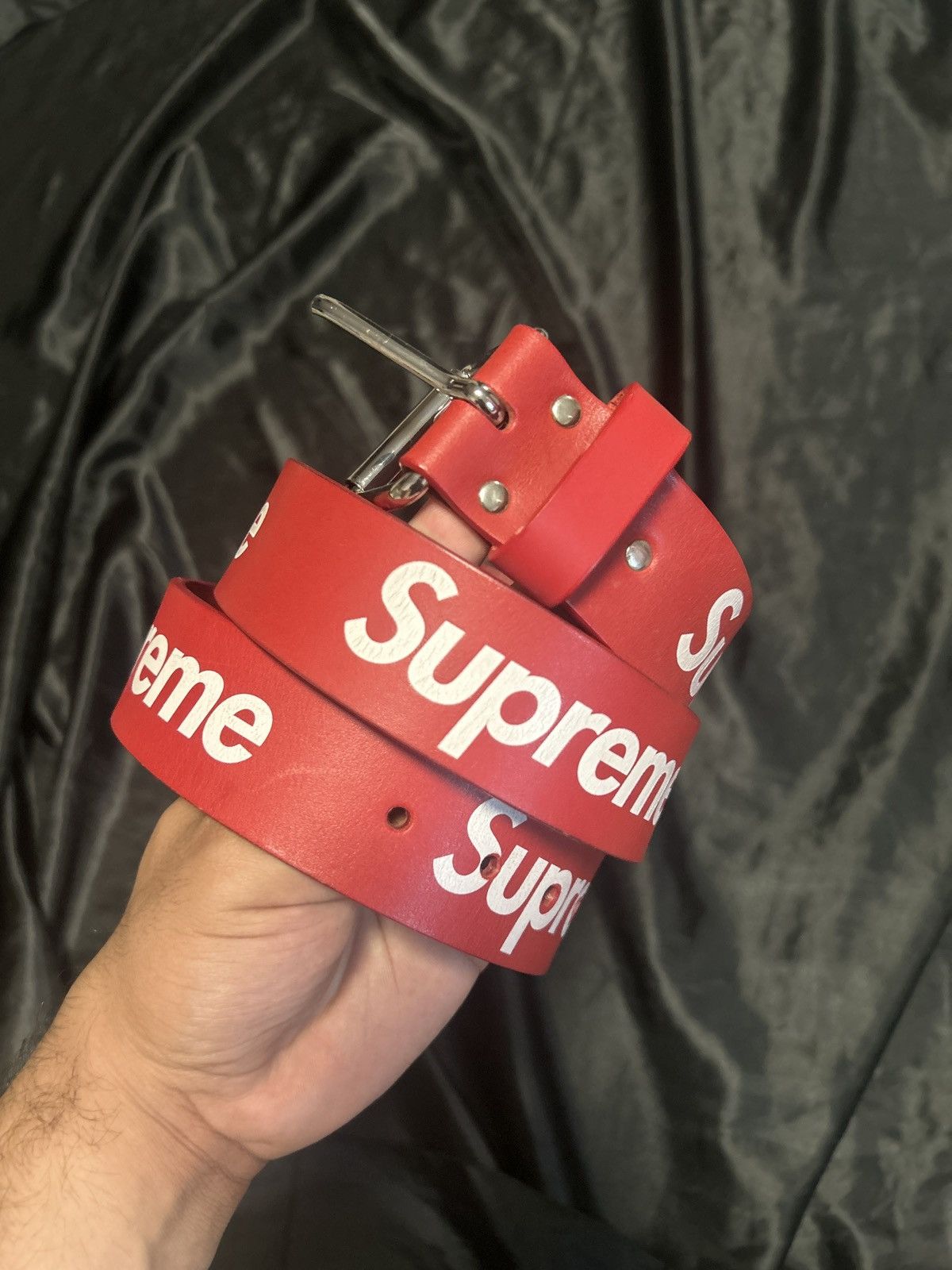 Supreme Supreme Repeat Red Leather Belt | Grailed