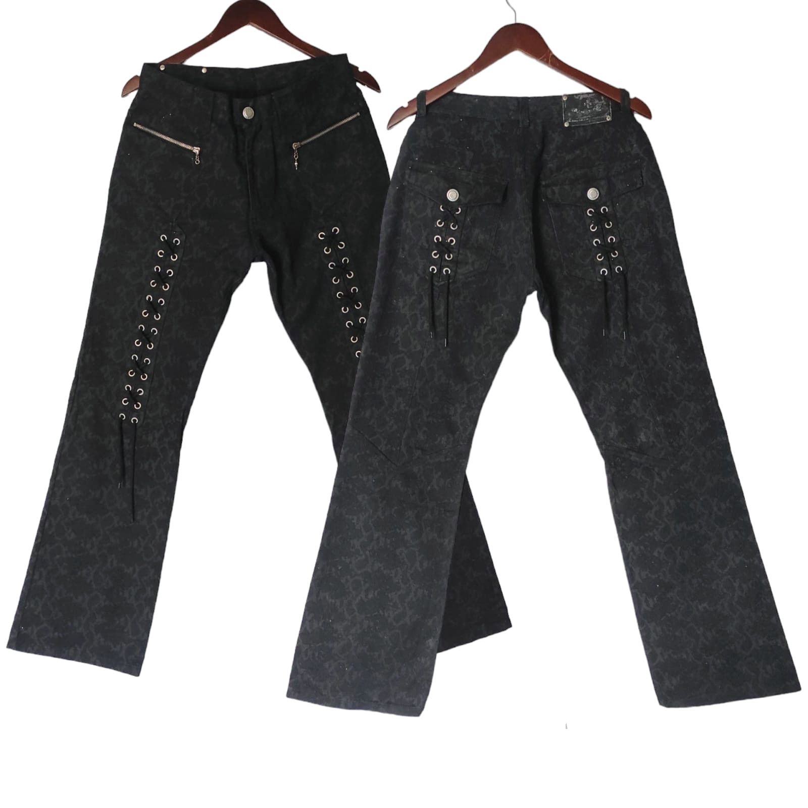 Tornado Mart Tornado Mart Snakeskin Imprinted Flared Lace-Up Jeans