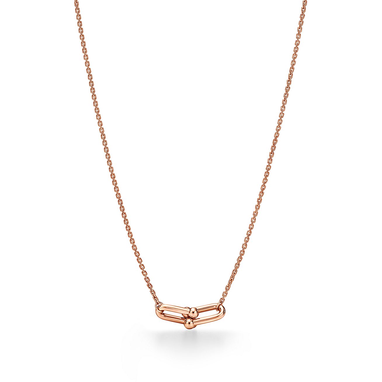 ティファニー ハードウェア ダブル リンク ペンダント ローズゴールド
