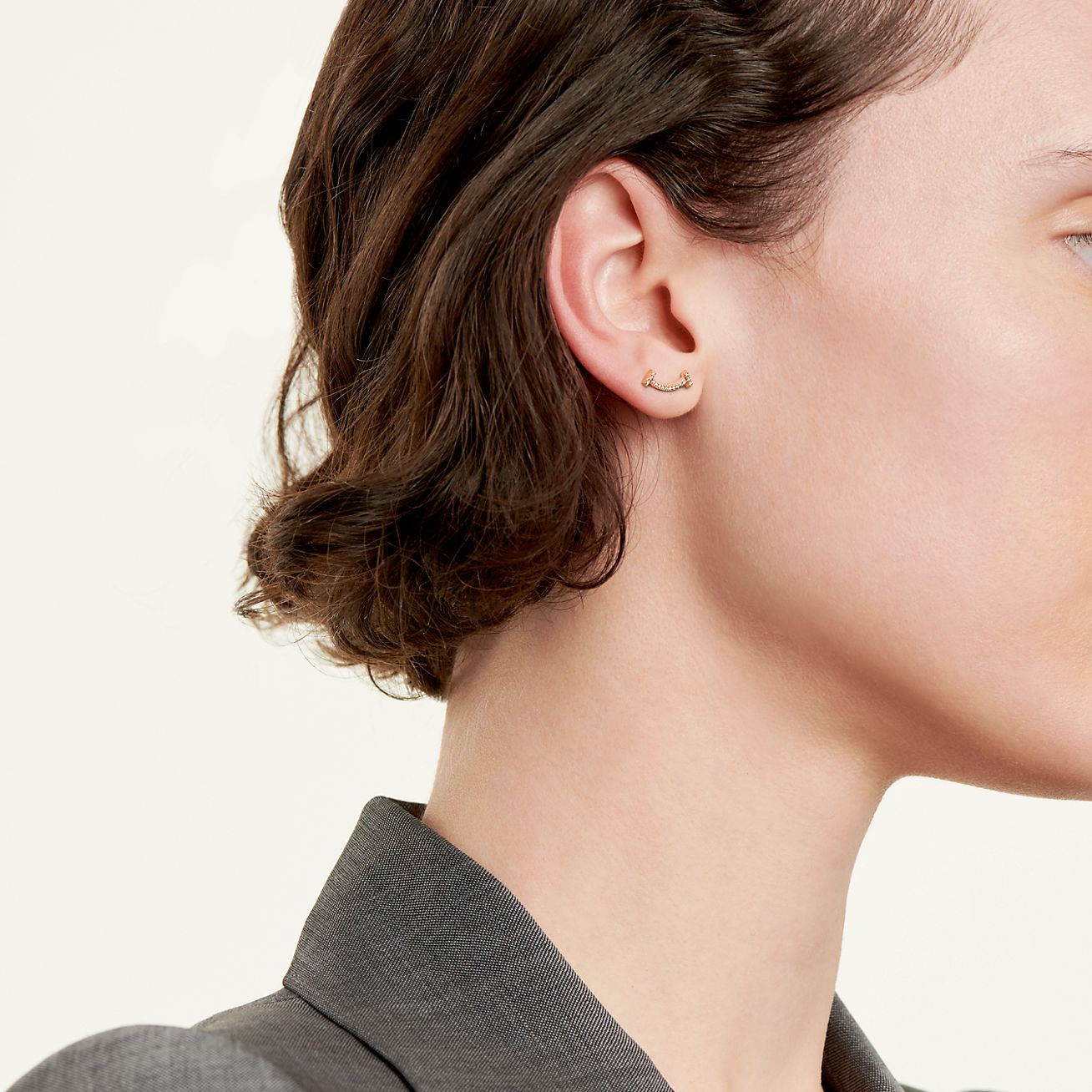 ティファニー T スマイル ピアス ダイヤモンド ローズゴールド（ミニ