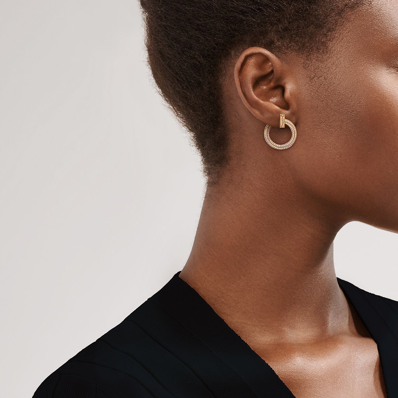 ティファニー T T ワン オープン フープ ピアス ダイヤモンド ゴールド