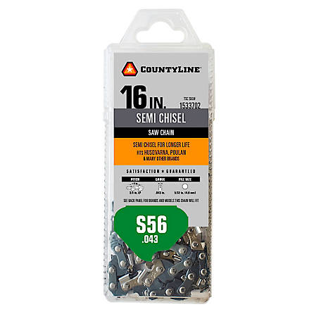 CountyLine 8 in. Semi-Chisel Chainsaw Chain, 3/8 in. Pitch, 0.043
