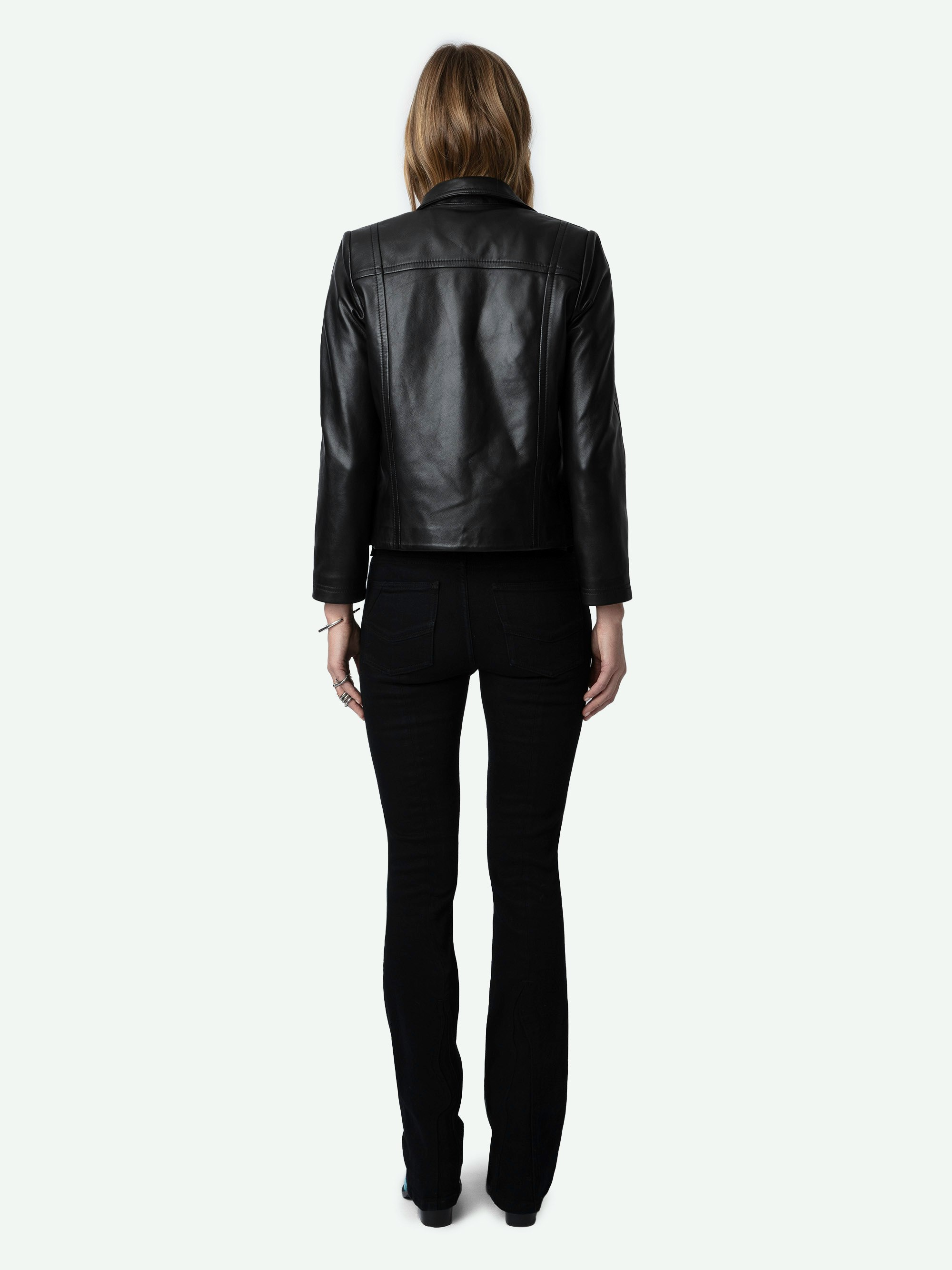 Black Litchi Leather Jacket Women | Zadig&Voltaire | Zadig&Voltaire