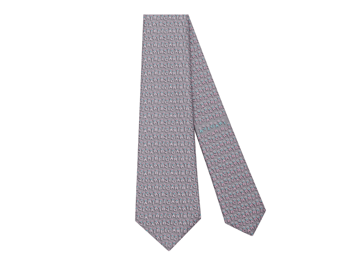 グレー シルク ロゴマニア セブンフォールドタイ 246334 | ブルガリ