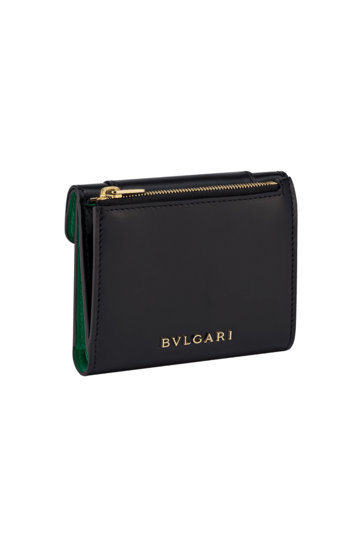 ブラック カーフレザー セルペンティ フォーエバー 三つ折り財布