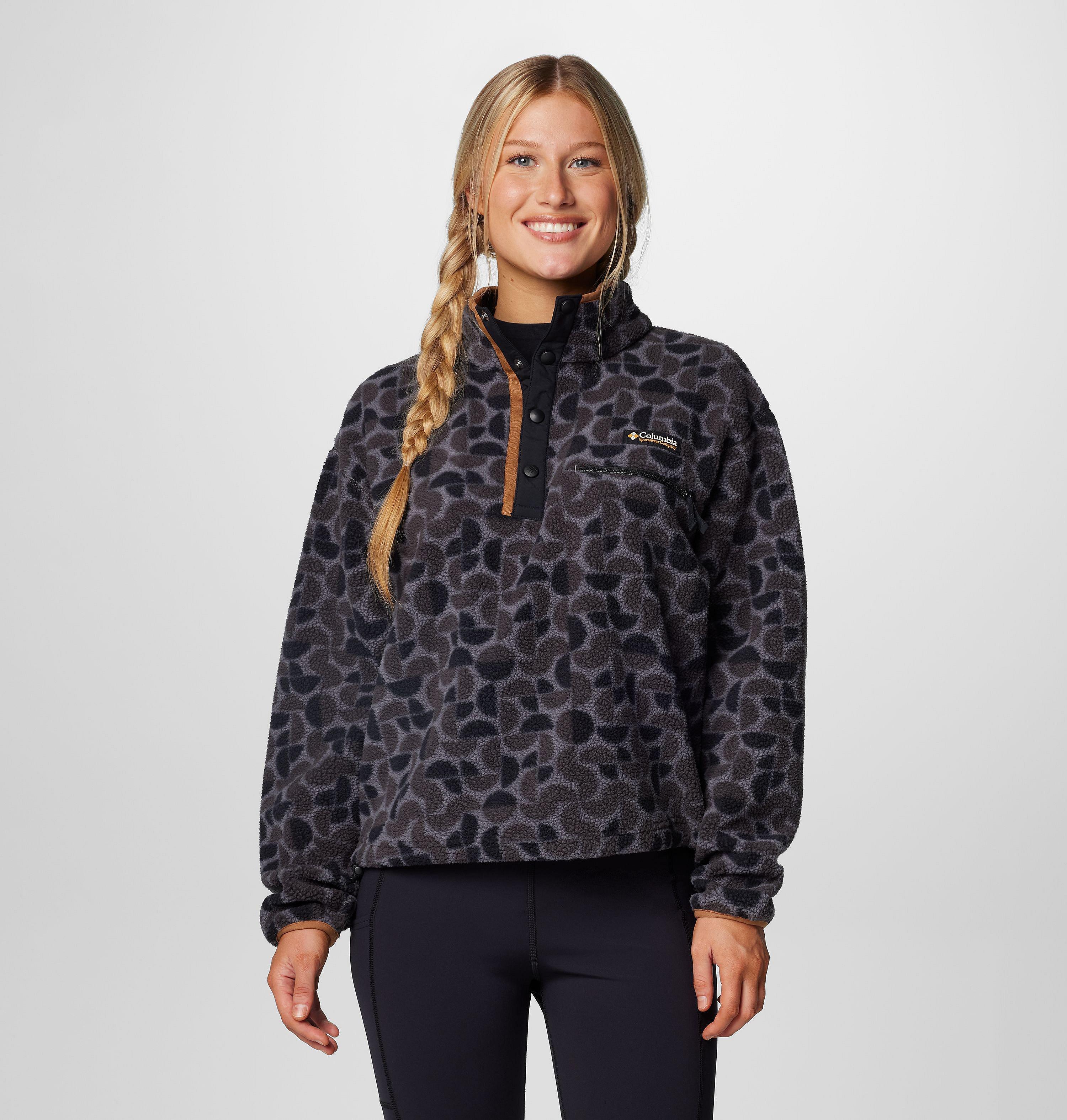 Women's Helvetia II Printed Cropped Half Snap Fleece Pullover
