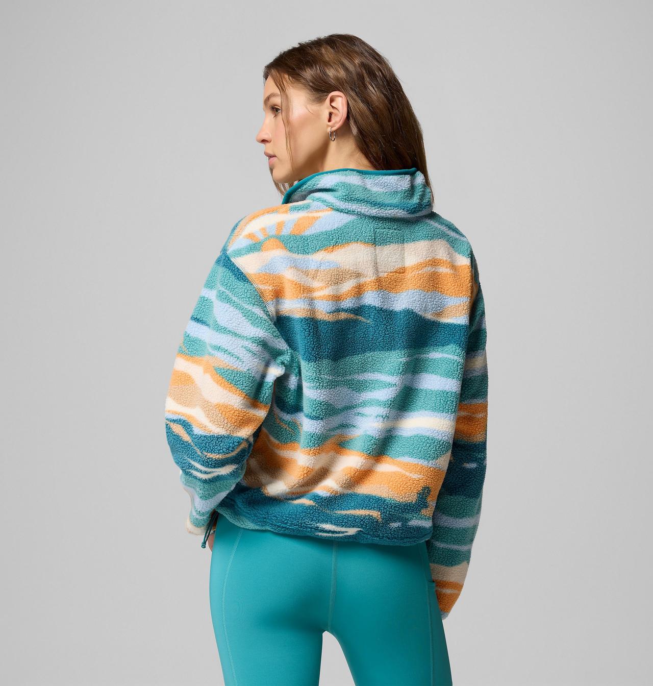 Women's Helvetia II Printed Cropped Half Snap Fleece Pullover