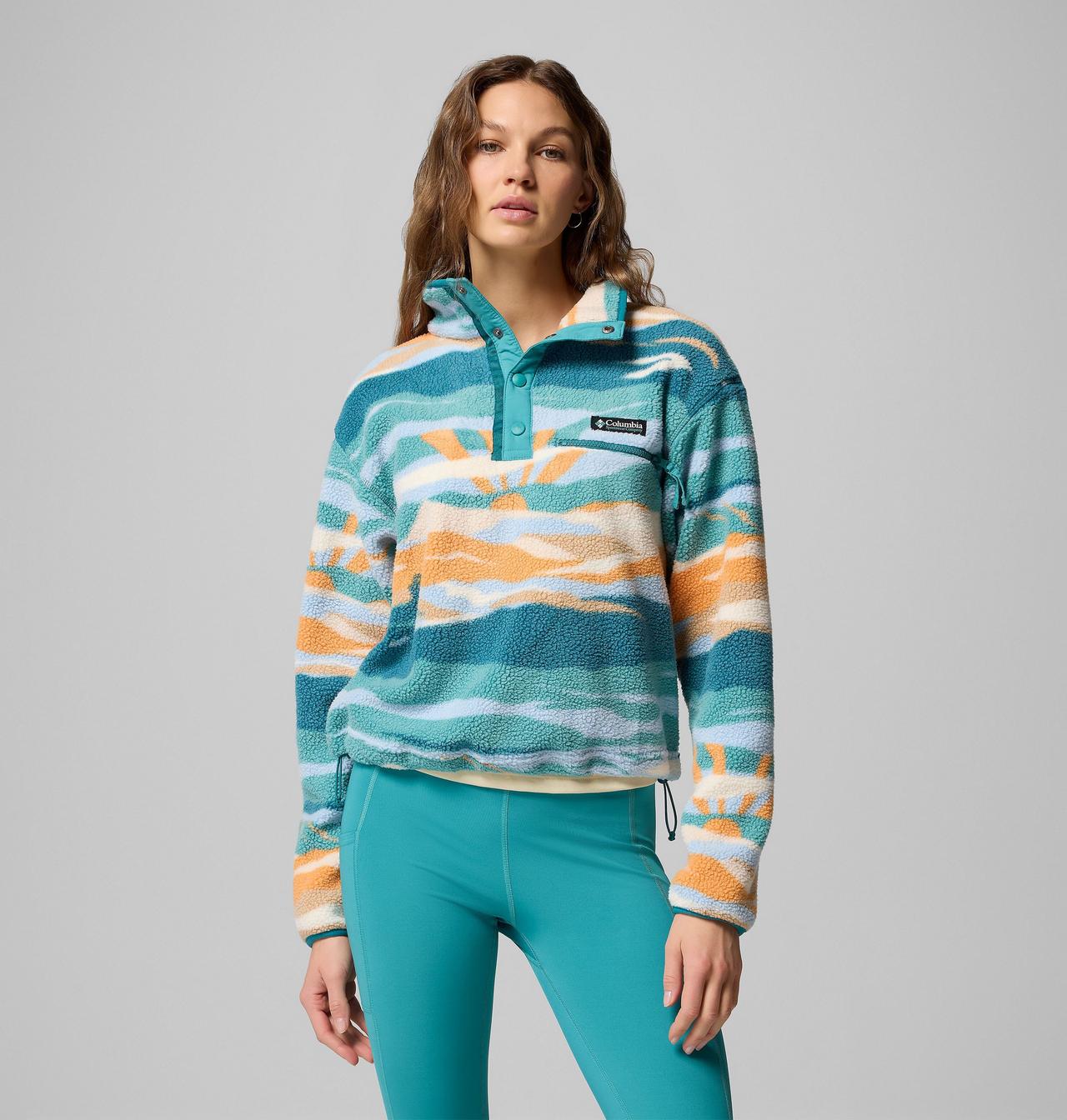 Women's Helvetia II Printed Cropped Half Snap Fleece Pullover
