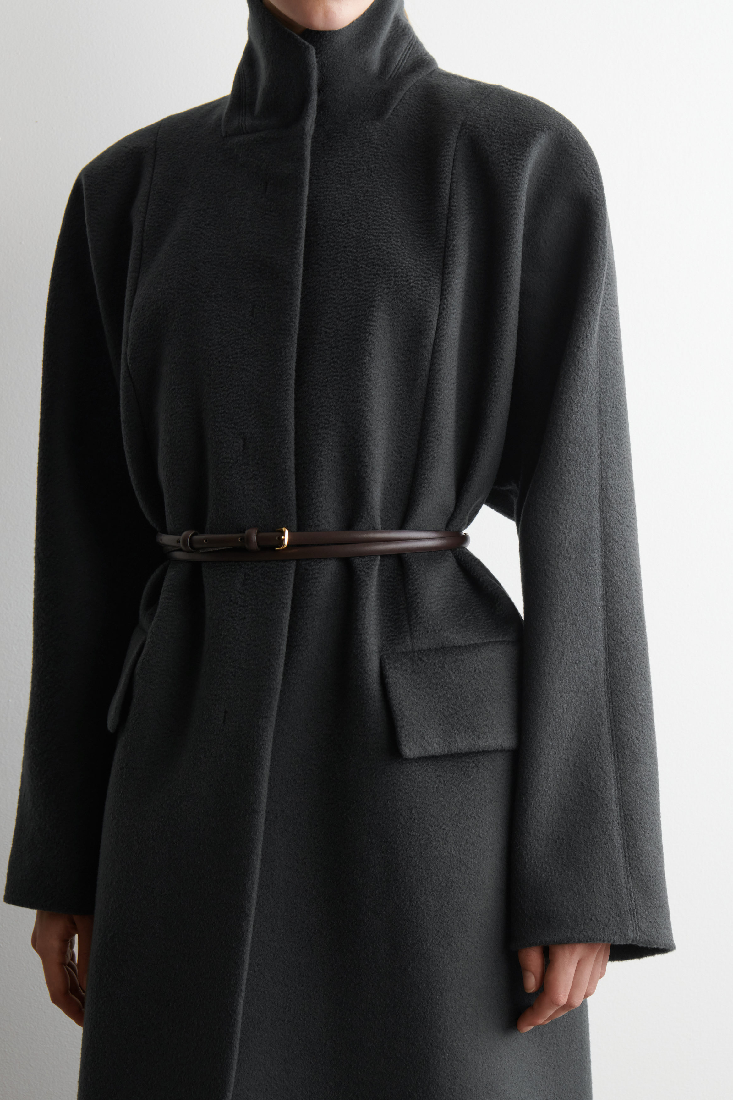 TAILORED WOOL-ZIBELINE LONG COAT - STEEL | COS US