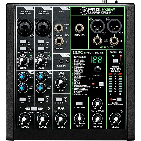 Mackie ProFX6v3 6-Channel Professional Effects Mixer With USB