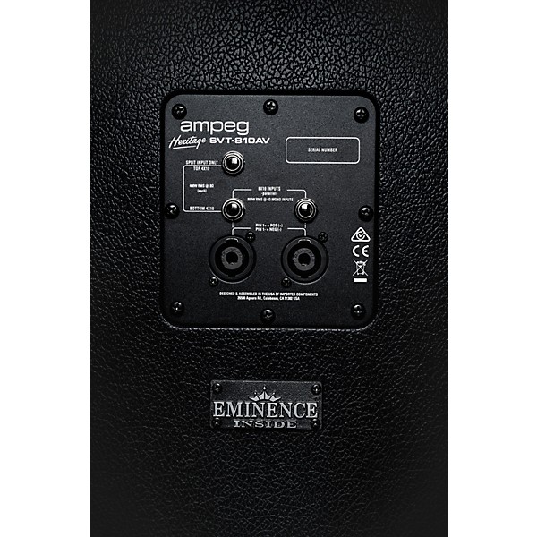 Ampeg Heritage SVT-810AV 800W 8x10 Bass Speaker Cabinet Black and
