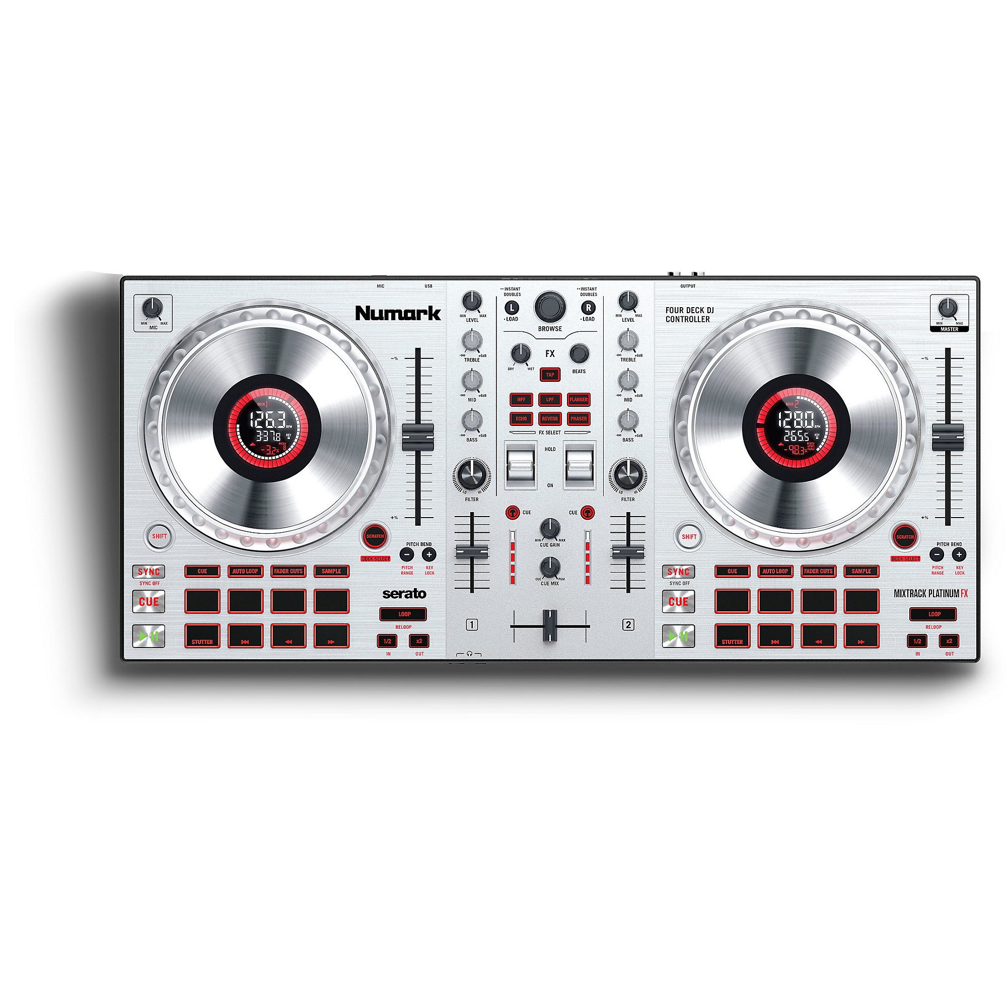 Numark Mixtrack Platinum FX Silver DJ Controller With In-Wheel