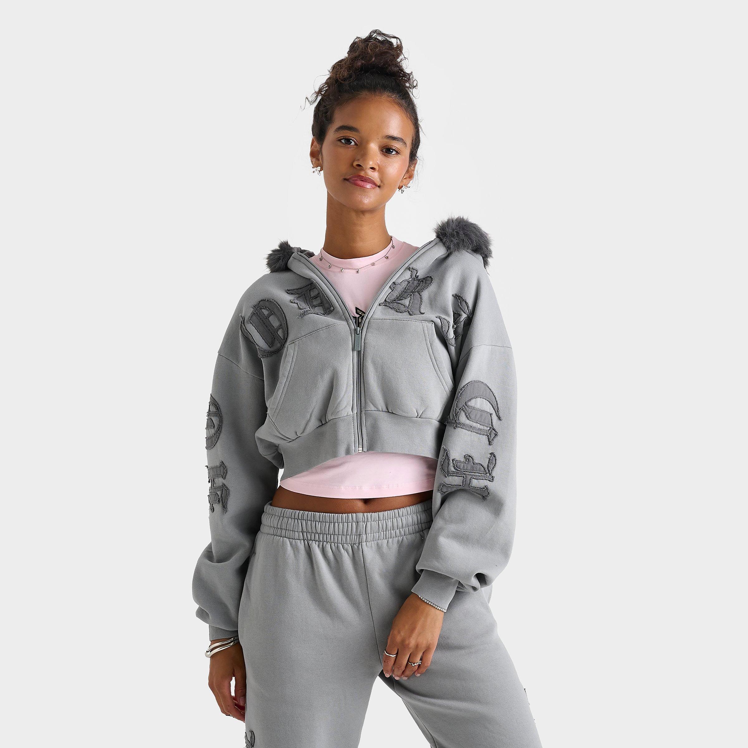 Women's Hoodrich Drea Boxy Crop Fur Full-Zip Hoodie | JD Sports