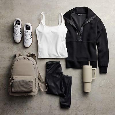 Women's Simply Vera Vera Wang Satin Trim Scuba Half-Zip Pullover