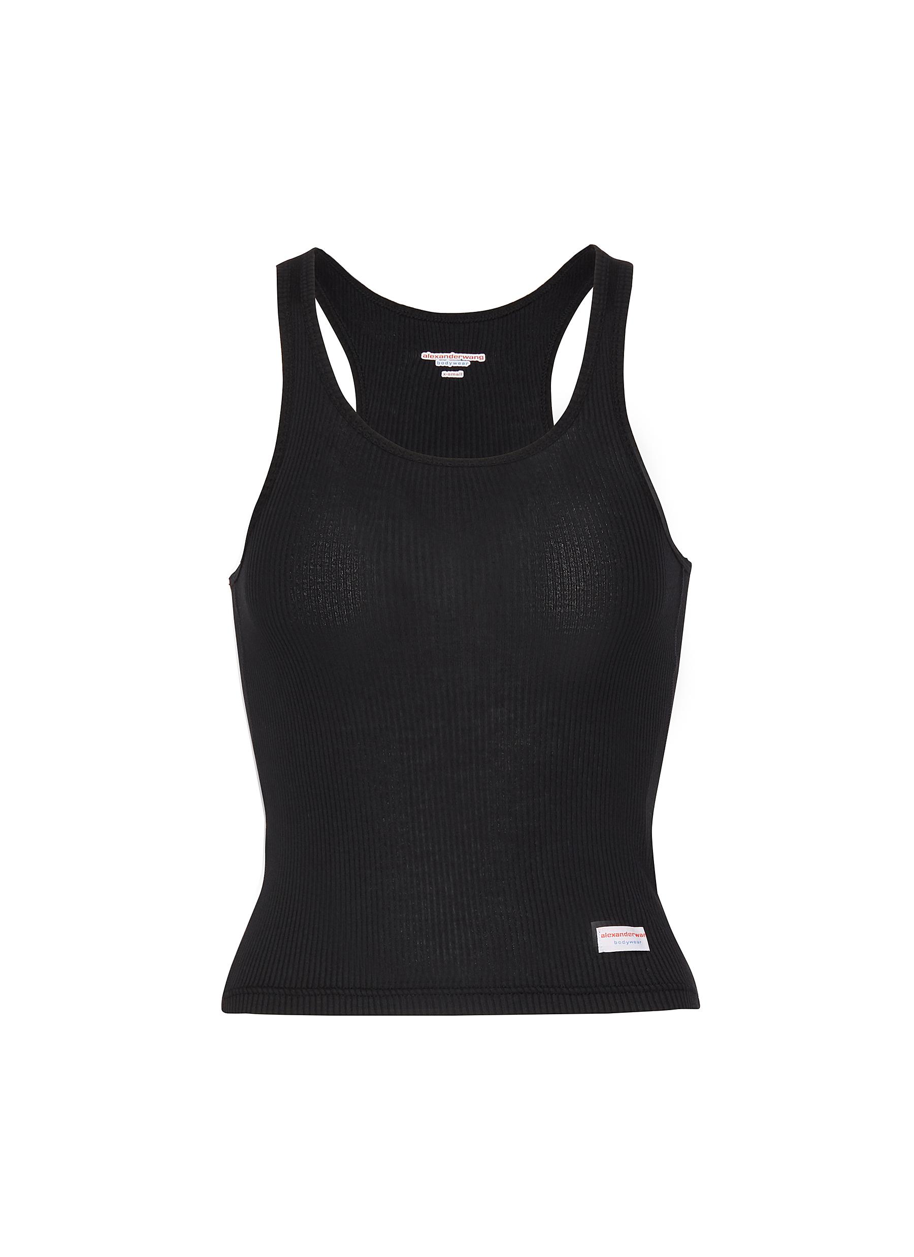 ALEXANDERWANG | Classic Ribbed Racerback Cotton Tank Top | BLACK
