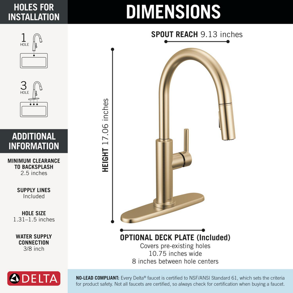 Nicoli J Spout CZ 19867LF-CZ | Delta Faucet