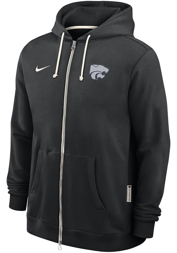 Nike Mens BLACK K-State Wildcats 0 Sideline Long Sleeve Full Zip