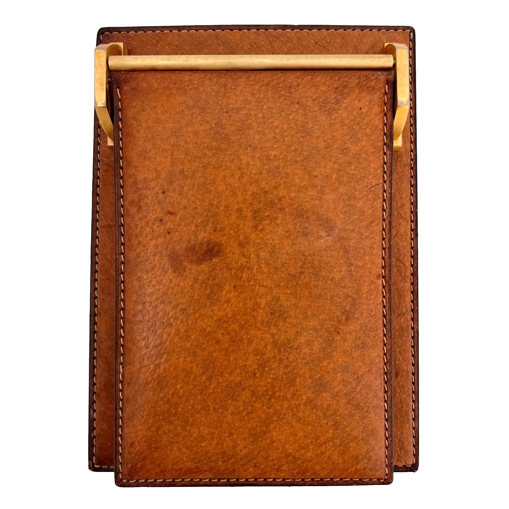 Gucci Leather and Brass Note Pad, 1980s Italy